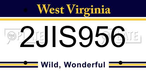 2JIS956 West Virginia License Plate
