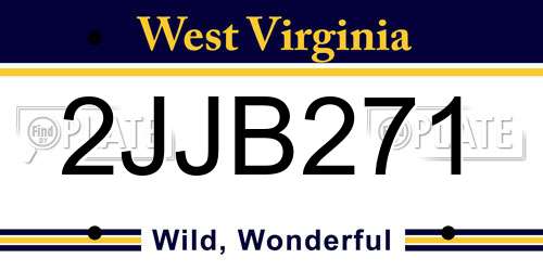 2JJB271 West Virginia License Plate