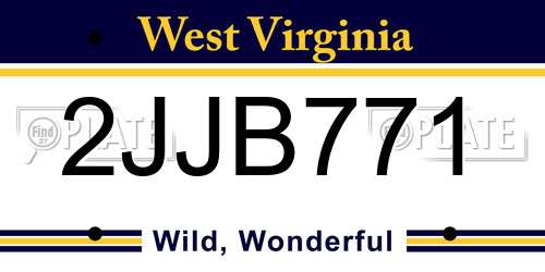 2JJB771 West Virginia License Plate