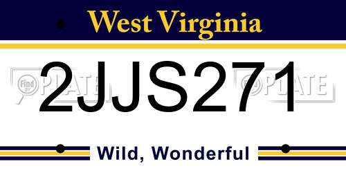 2JJS271 West Virginia License Plate
