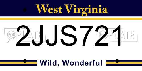 2JJS721 West Virginia License Plate
