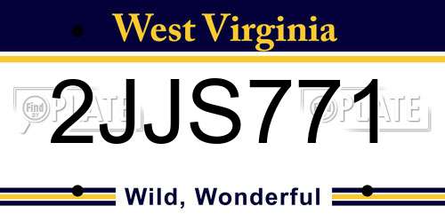 2JJS771 West Virginia License Plate