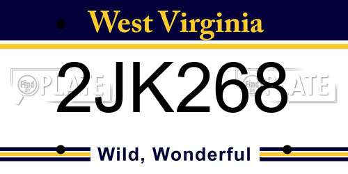 2JK268 West Virginia License Plate