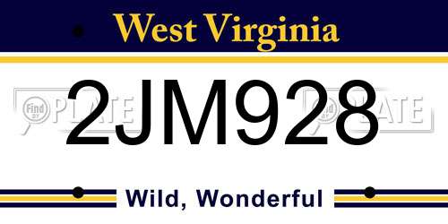 2JM928 West Virginia License Plate