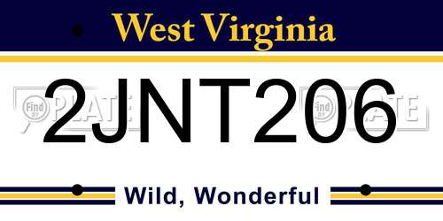 2JNT206 West Virginia License Plate