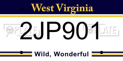 2JP901 West Virginia License Plate