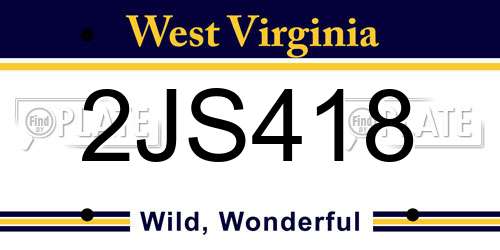 2JS418 West Virginia License Plate