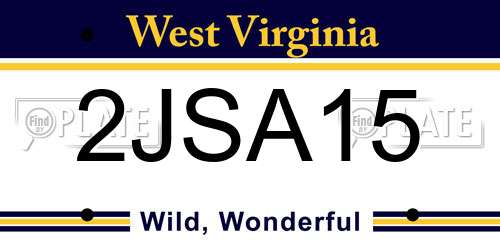 2JSA15 West Virginia License Plate