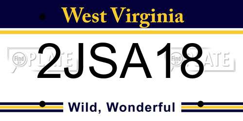 2JSA18 West Virginia License Plate