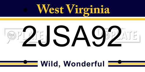 2JSA92 West Virginia License Plate