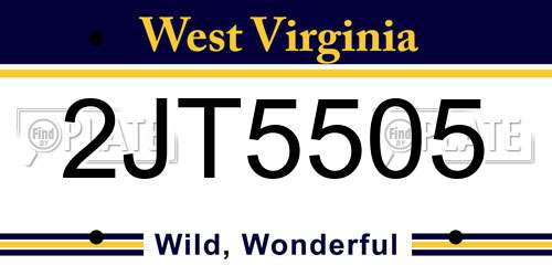 2JT5505 West Virginia License Plate