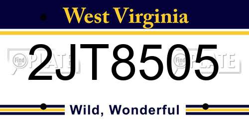 2JT8505 West Virginia License Plate