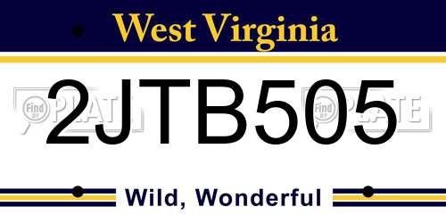 2JTB505 West Virginia License Plate