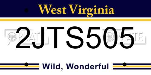 2JTS505 West Virginia License Plate