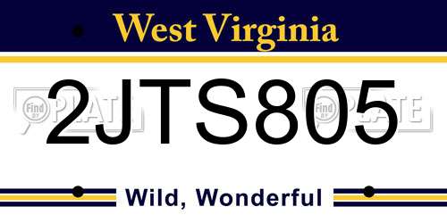 2JTS805 West Virginia License Plate