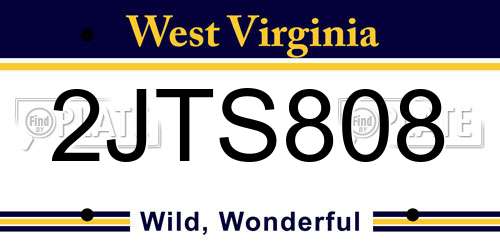 2JTS808 West Virginia License Plate