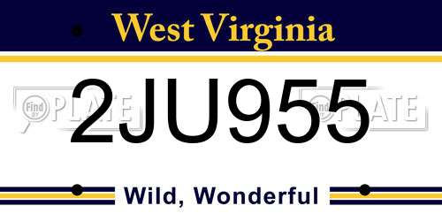 2JU955 West Virginia License Plate