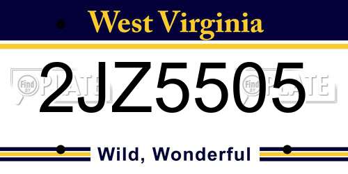 2JZ5505 West Virginia License Plate