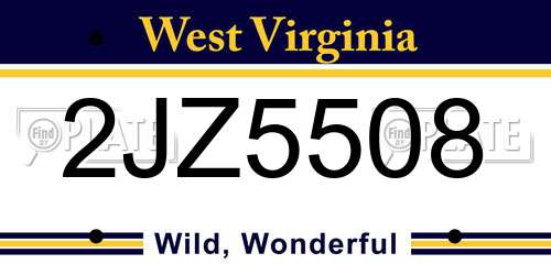 2JZ5508 West Virginia License Plate