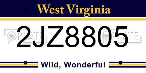 2JZ8805 West Virginia License Plate
