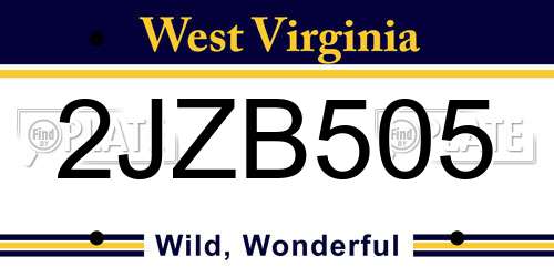 2JZB505 West Virginia License Plate