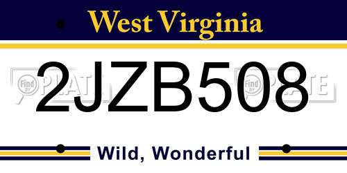 2JZB508 West Virginia License Plate