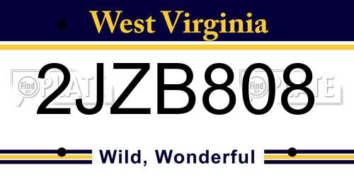 2JZB808 West Virginia License Plate