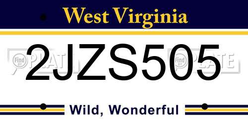 2JZS505 West Virginia License Plate