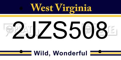 2JZS508 West Virginia License Plate