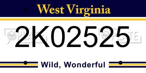 2K02525 West Virginia License Plate