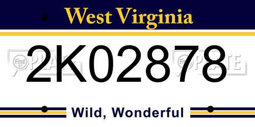 2K02878 West Virginia License Plate