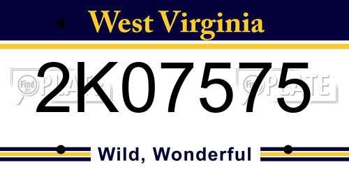 2K07575 West Virginia License Plate