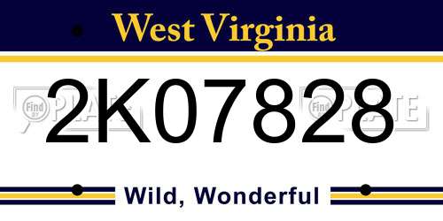 2K07828 West Virginia License Plate