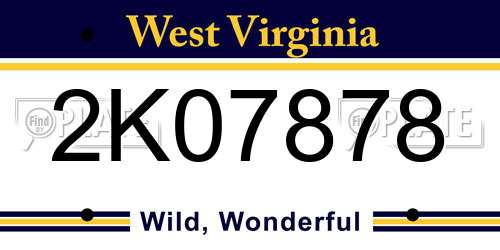 2K07878 West Virginia License Plate