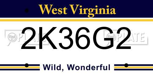 2K36G2 West Virginia License Plate