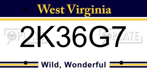 2K36G7 West Virginia License Plate