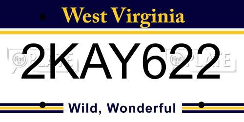 2KAY622 West Virginia License Plate