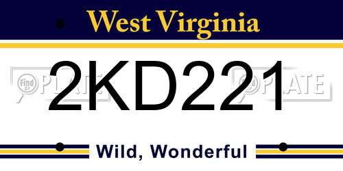 2KD221 West Virginia License Plate