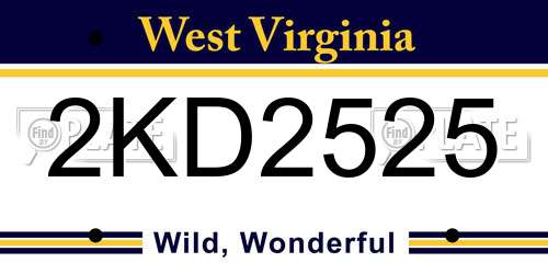 2KD2525 West Virginia License Plate