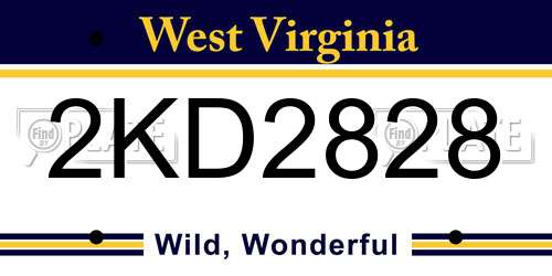 2KD2828 West Virginia License Plate