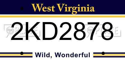 2KD2878 West Virginia License Plate