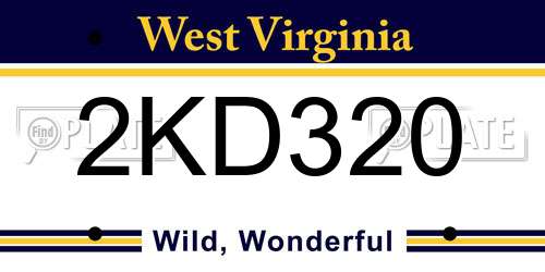 2KD320 West Virginia License Plate