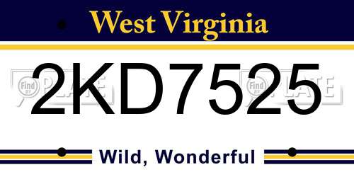 2KD7525 West Virginia License Plate