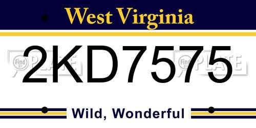 2KD7575 West Virginia License Plate