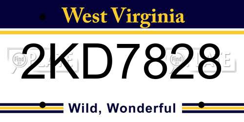2KD7828 West Virginia License Plate