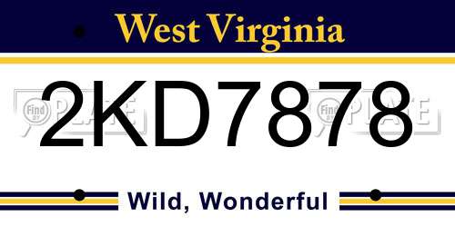 2KD7878 West Virginia License Plate