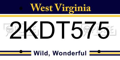 2KDT575 West Virginia License Plate