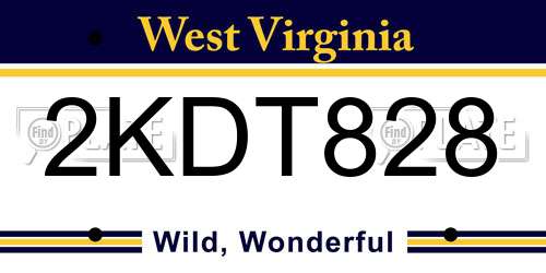 2KDT828 West Virginia License Plate