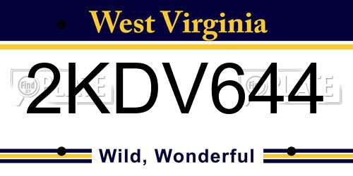 2KDV644 West Virginia License Plate