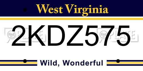 2KDZ575 West Virginia License Plate